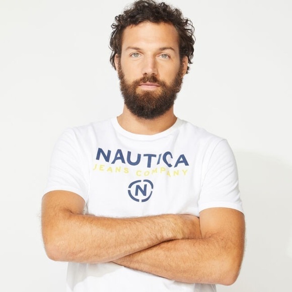 NAUTICA JEANS CO. LOGO T-SHIRT New With Tags Bright White Summer Tee Shirt - Picture 7 of 7